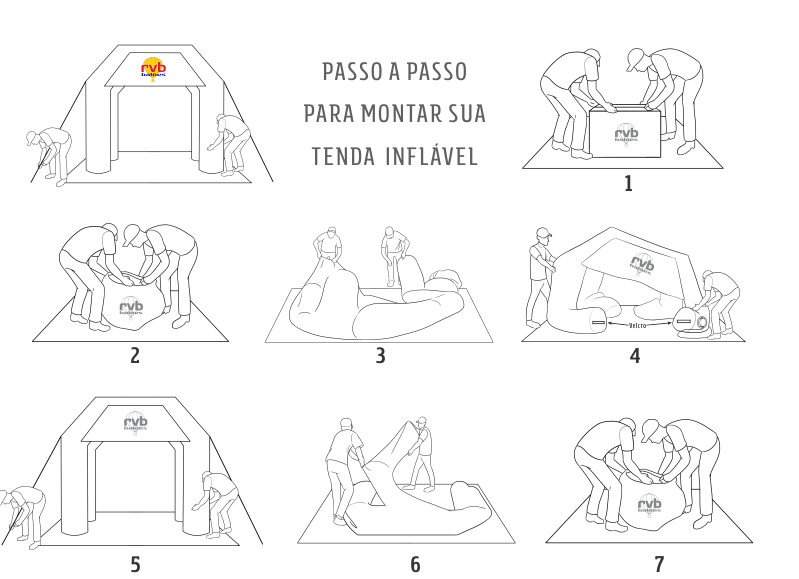 Passo a passo de como montar a tenda inflável da RVB Balões e Infláveis Promocionais