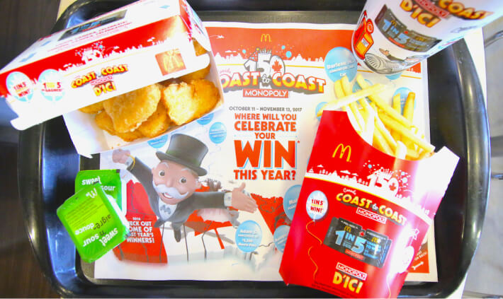 Ação de marketing promocional do McDonald's em parceria com o jogo Monopoly