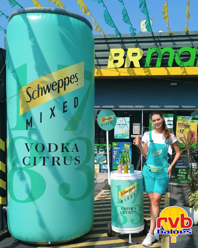 Garrafa Lata Recipiente Lata Inflavel Schweppes Vodka Citrus Bebidas