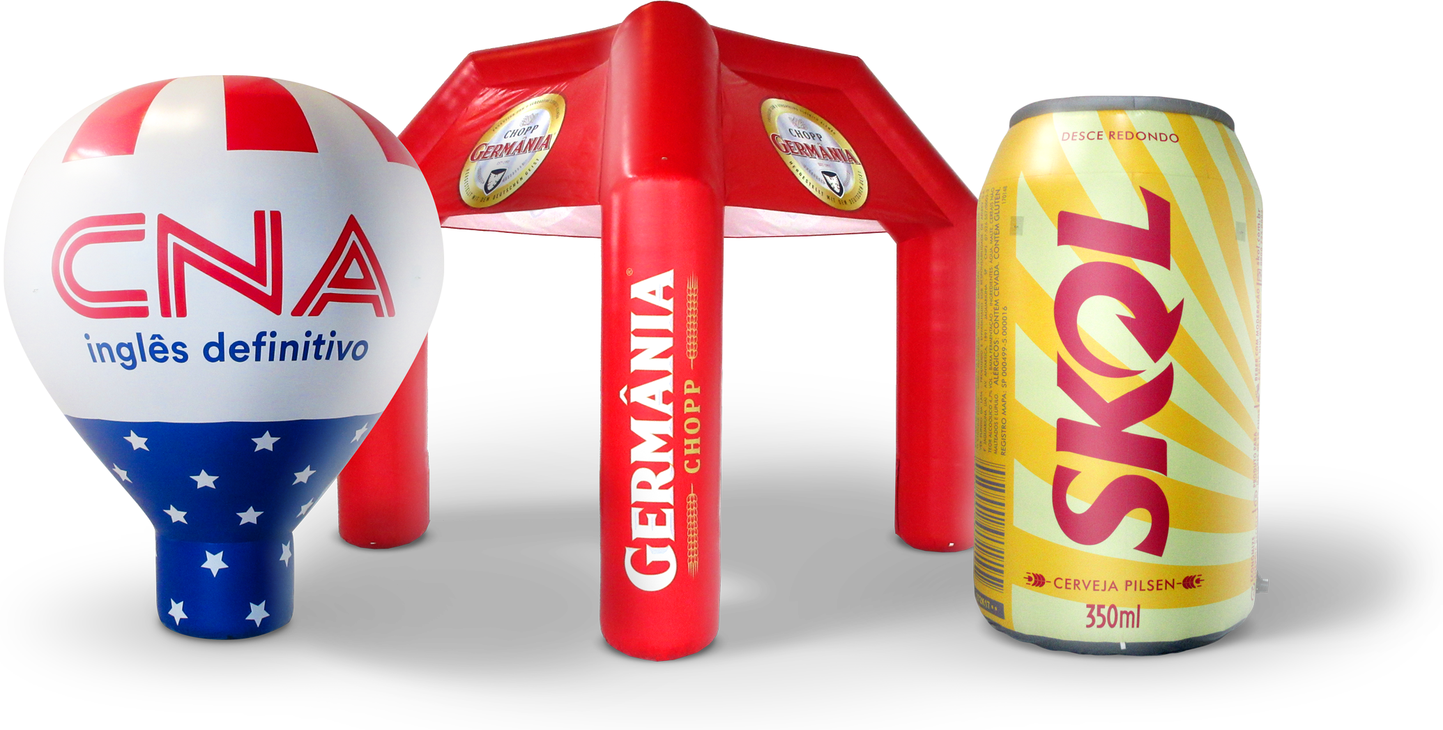 Balão tenda e lata inflável