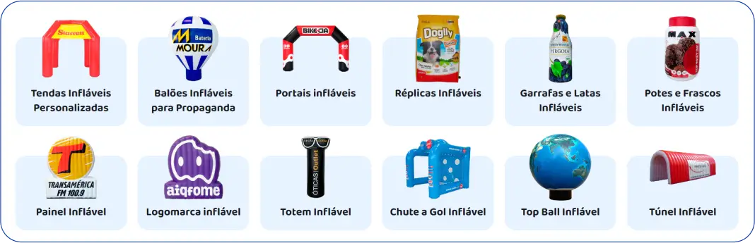 Modelos de infláveis personalizados