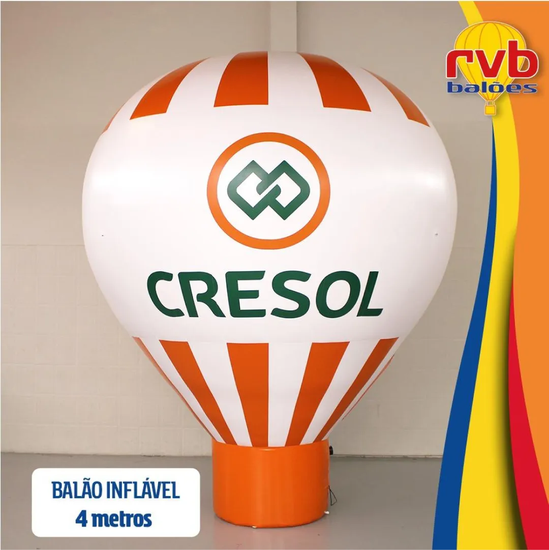 Balão Inflável Laranja E Branco Com Logotipo Cresol