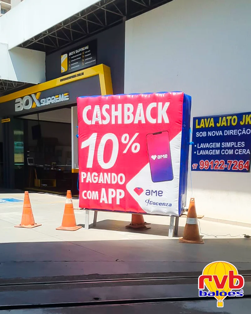 Painel Inflavel [ame Digital] [cashback] [pagamentos Digitais] O Painel Mostra Uma Promocao Do App A