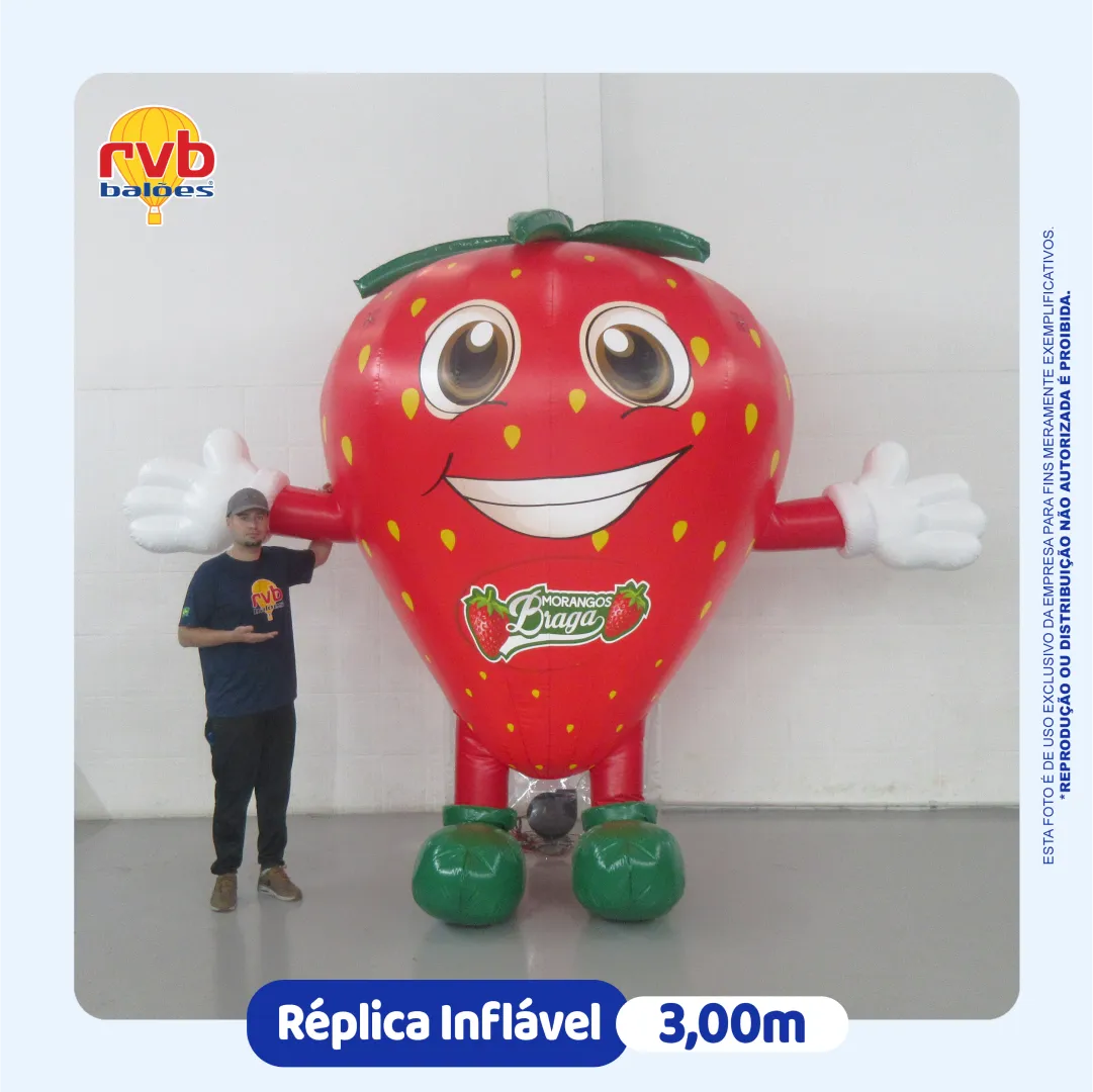 Réplica Inflável Mascote Morango Do Amor Gigante