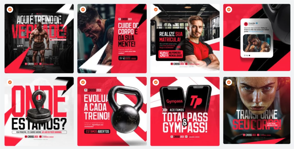 Ideias de postagens para rede social de academias e mercado fitness