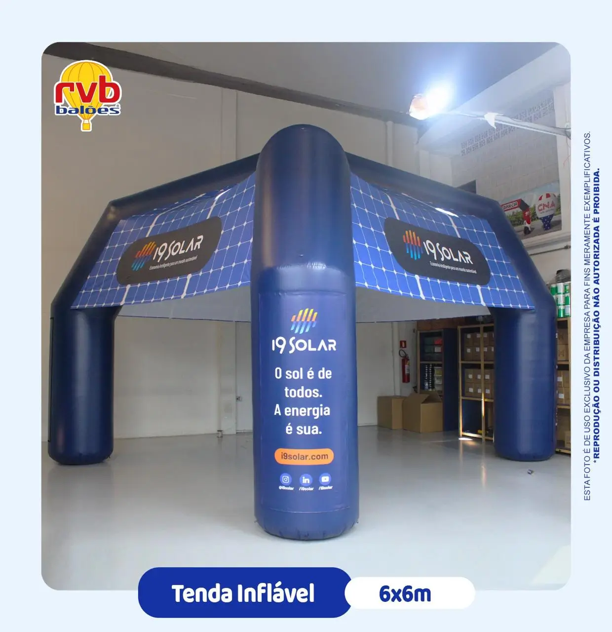 tenda inflável 6x6m solar