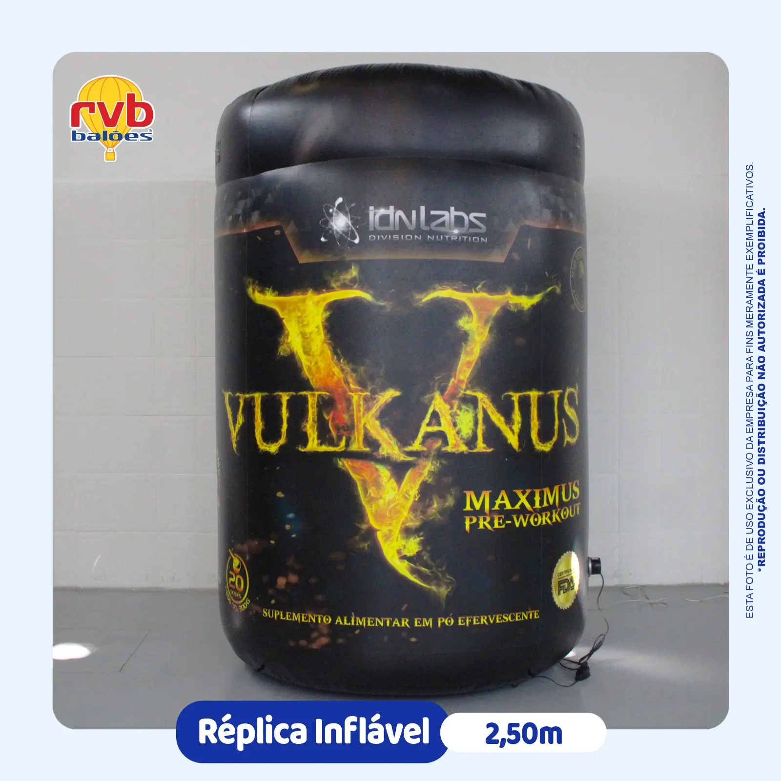 Réplica de Pote de Suplemento Inflável Vulkanus Fitness