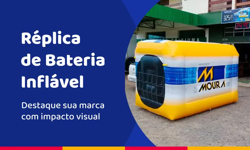 Réplica de bateria inflável: destaque sua marca com impacto visual